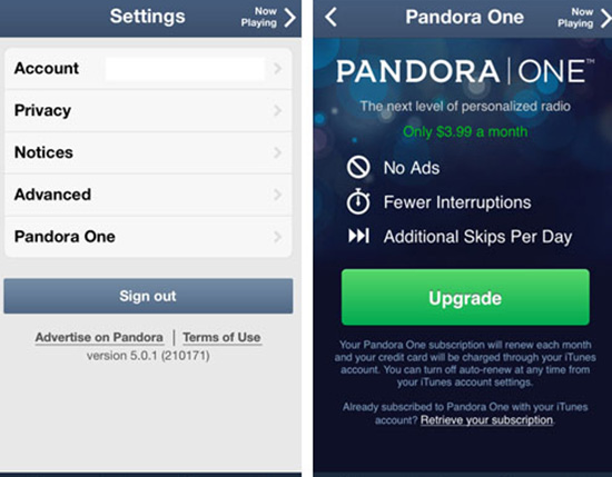 Pandora One features